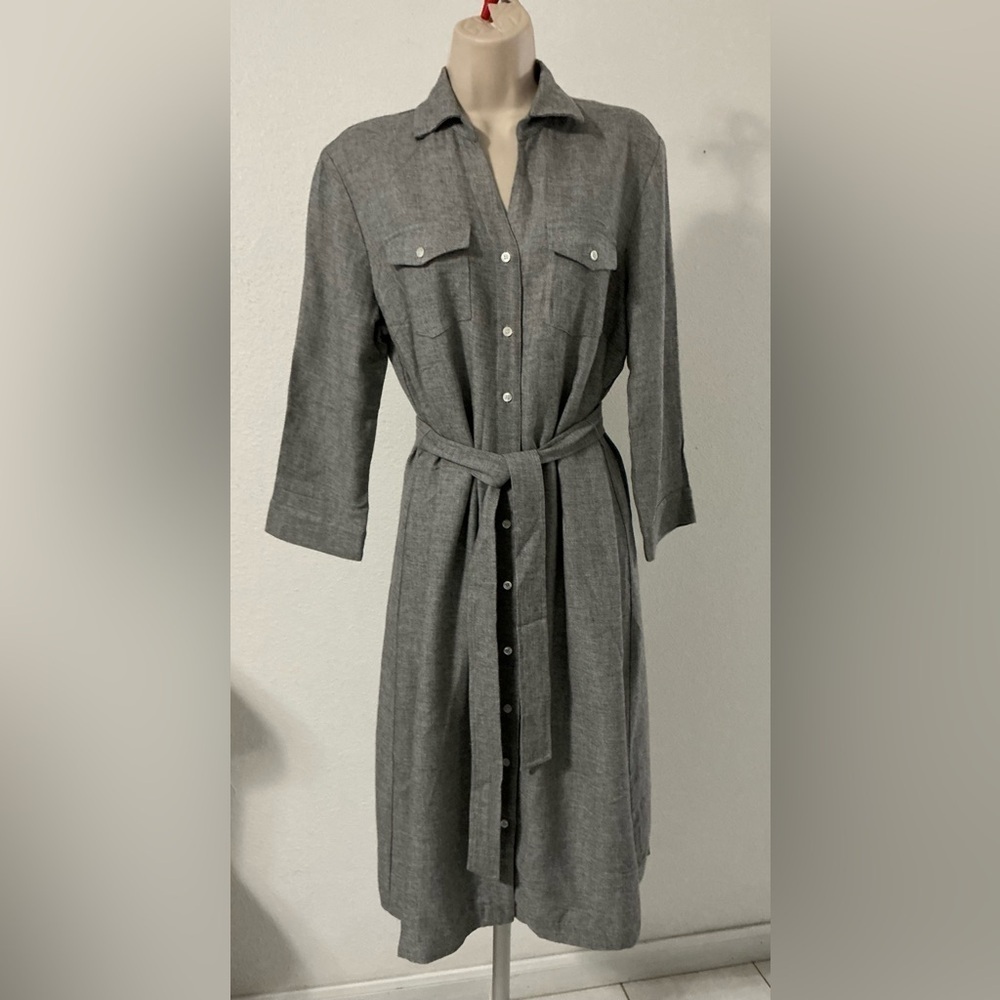 NWT J. McLaughlin Brynn midi shirt dress in grey Size Medium